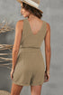Button V Neck Romper With Belt